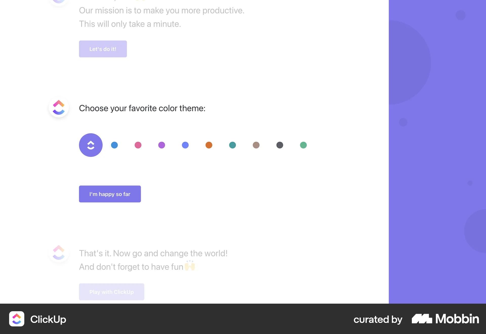 ClickUp Web screen containing Color Picker UI element