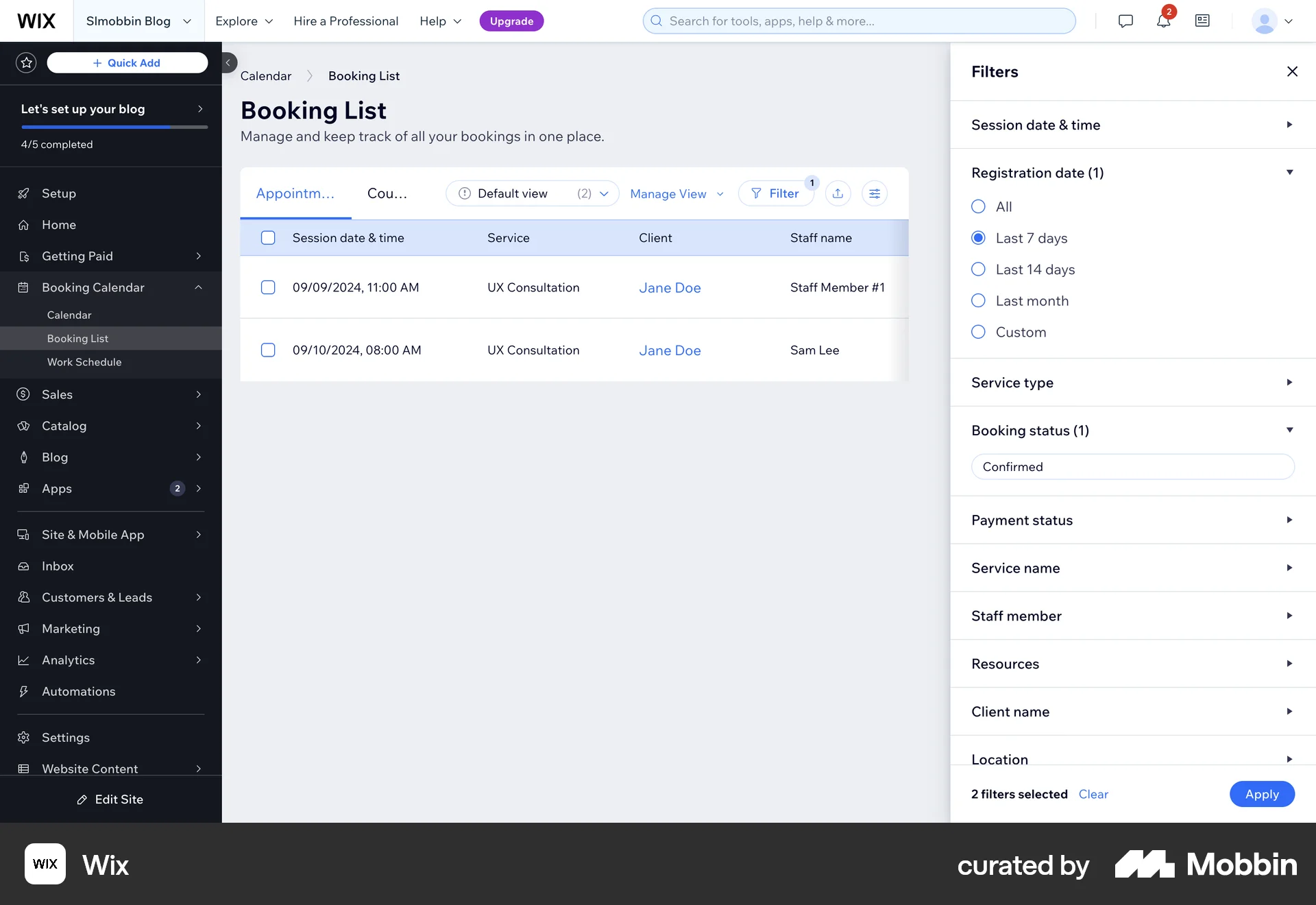 Wix Web screen containing Accordion UI element