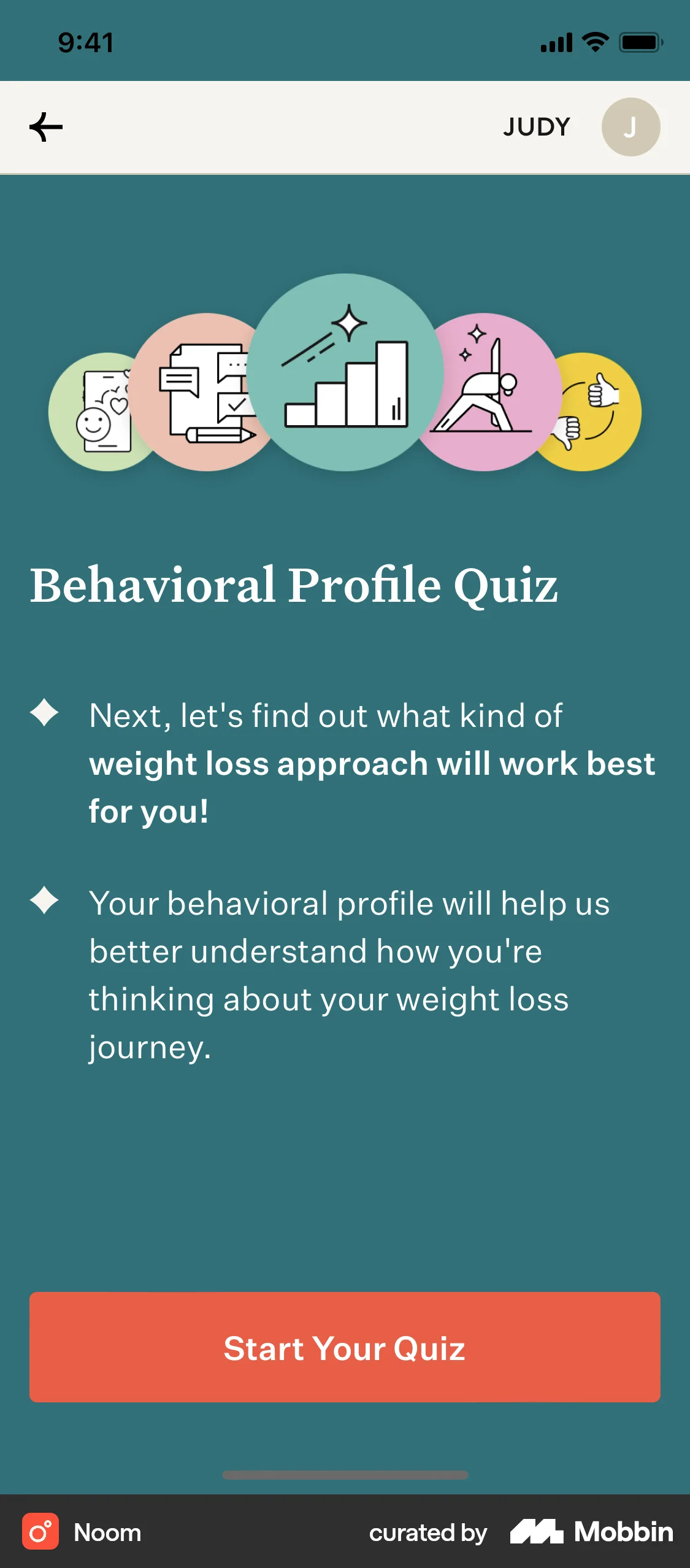 Noom iOS Quiz screen