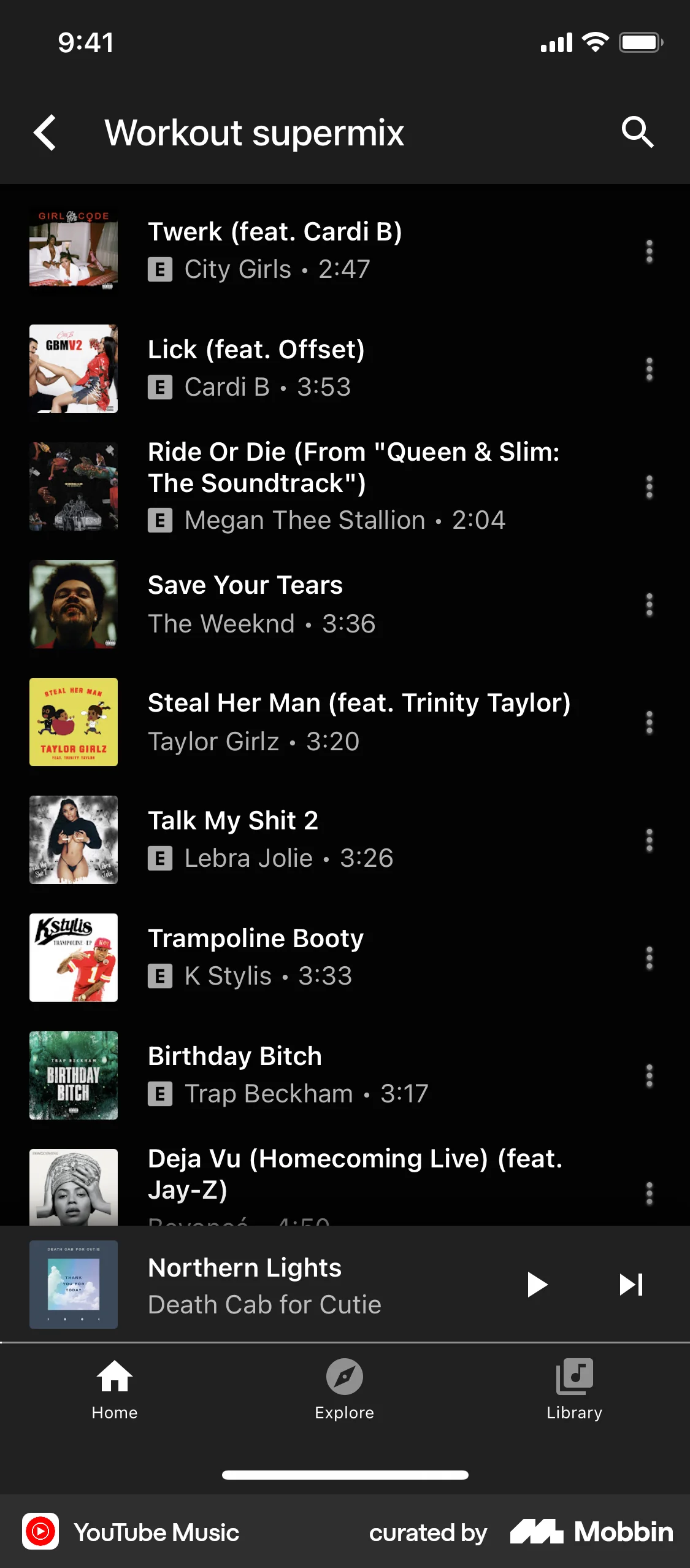 YouTube Music iOS Playlists screen