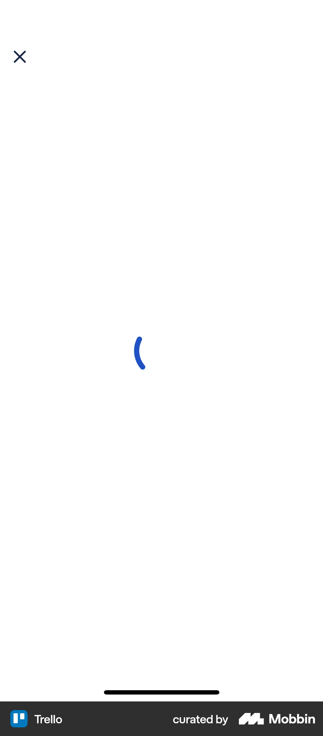 Trello iOS screen containing Full-Screen Overlay UI element
