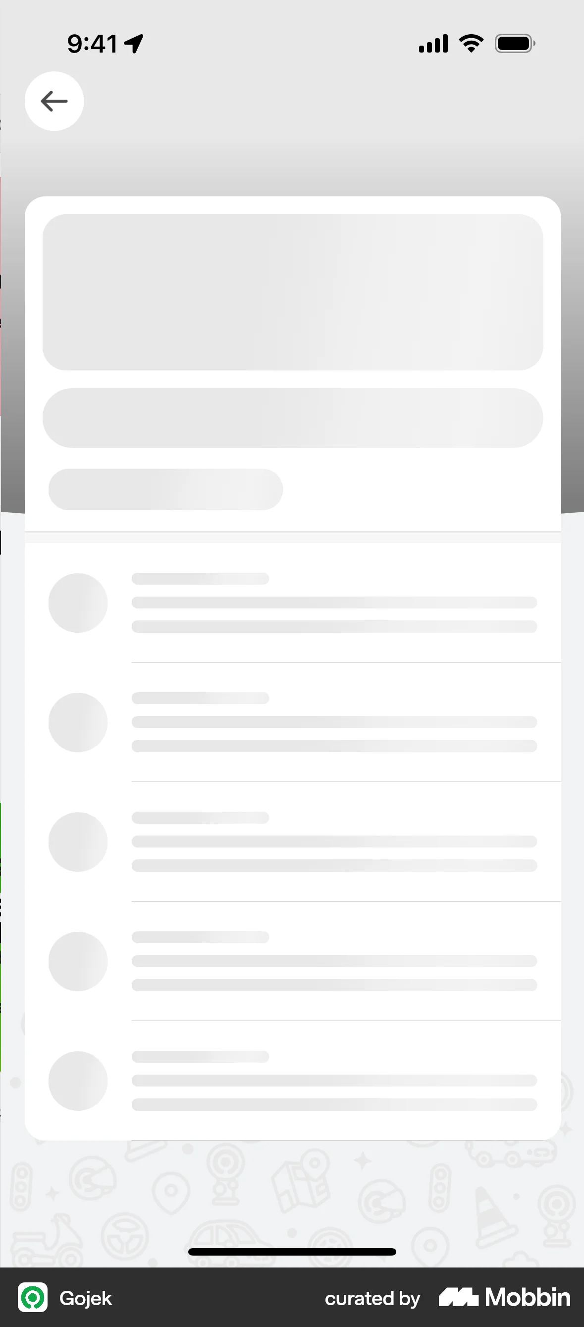 Gojek iOS screen containing Skeleton UI element