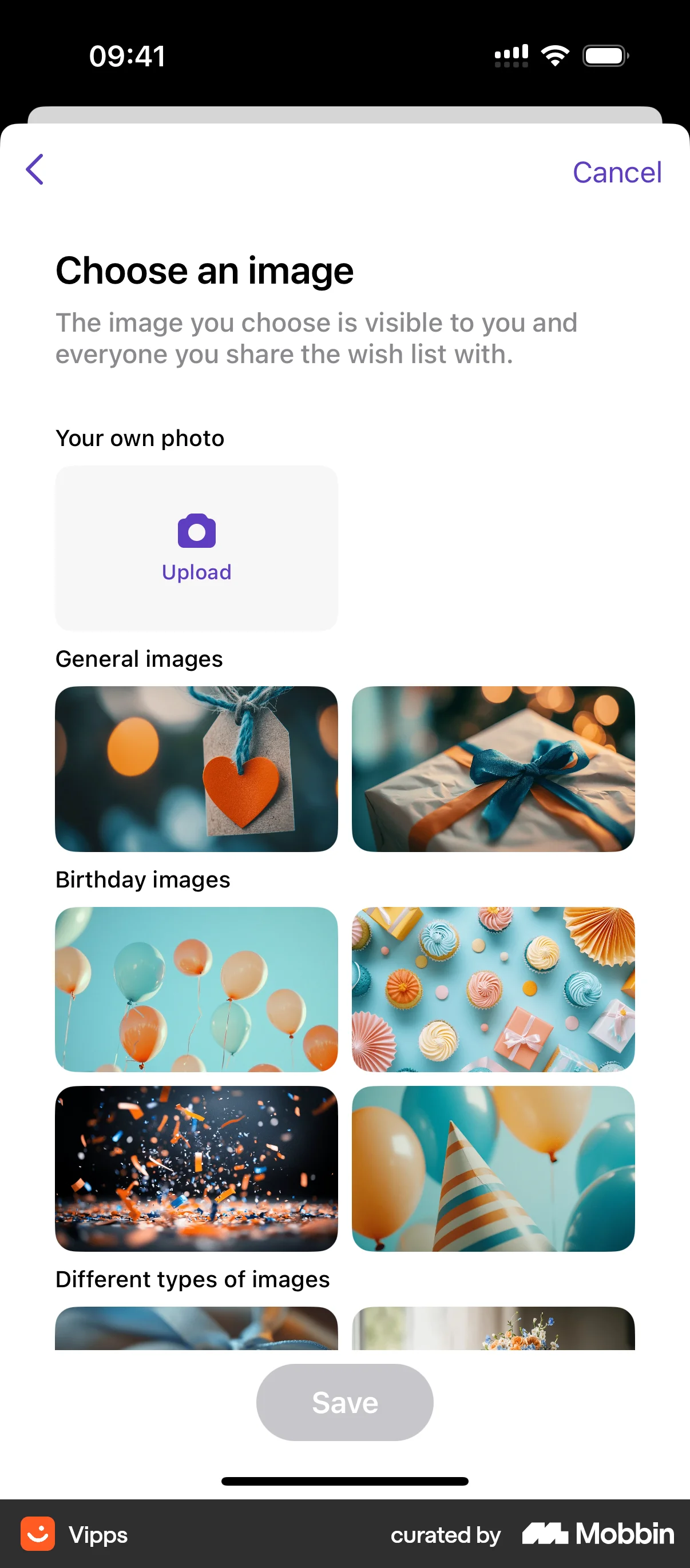 Vipps iOS Upload & Download screen