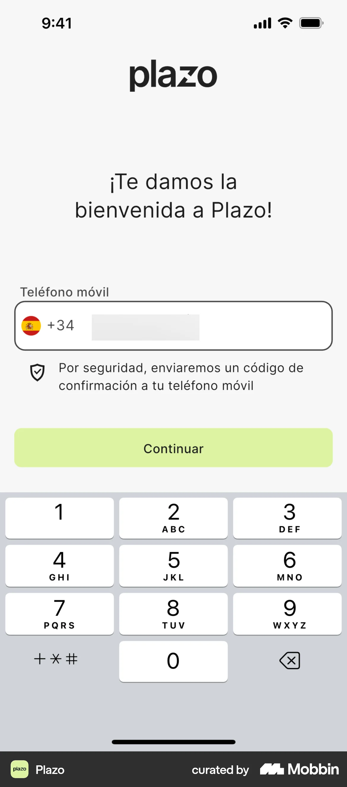 Plazo Onboarding screen