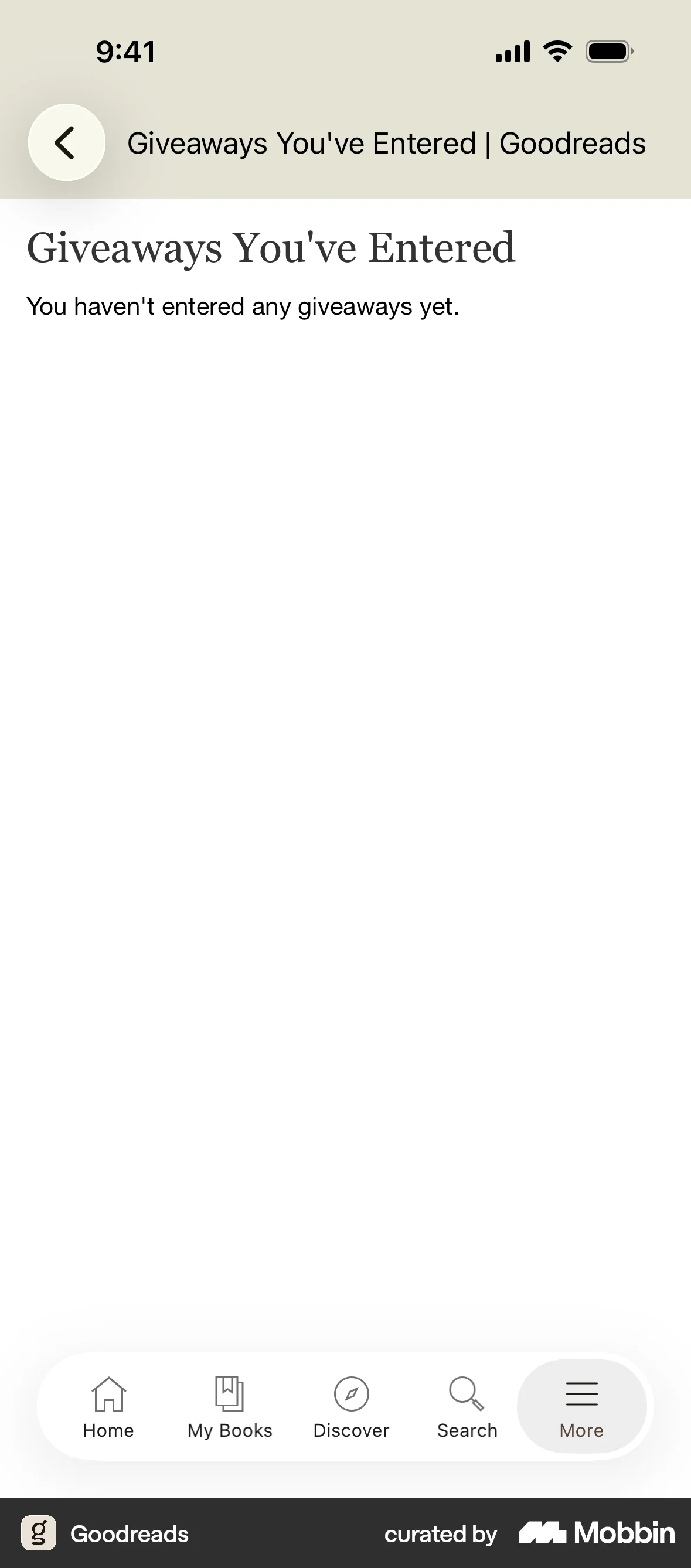 Goodreads iOS Empty State screen
