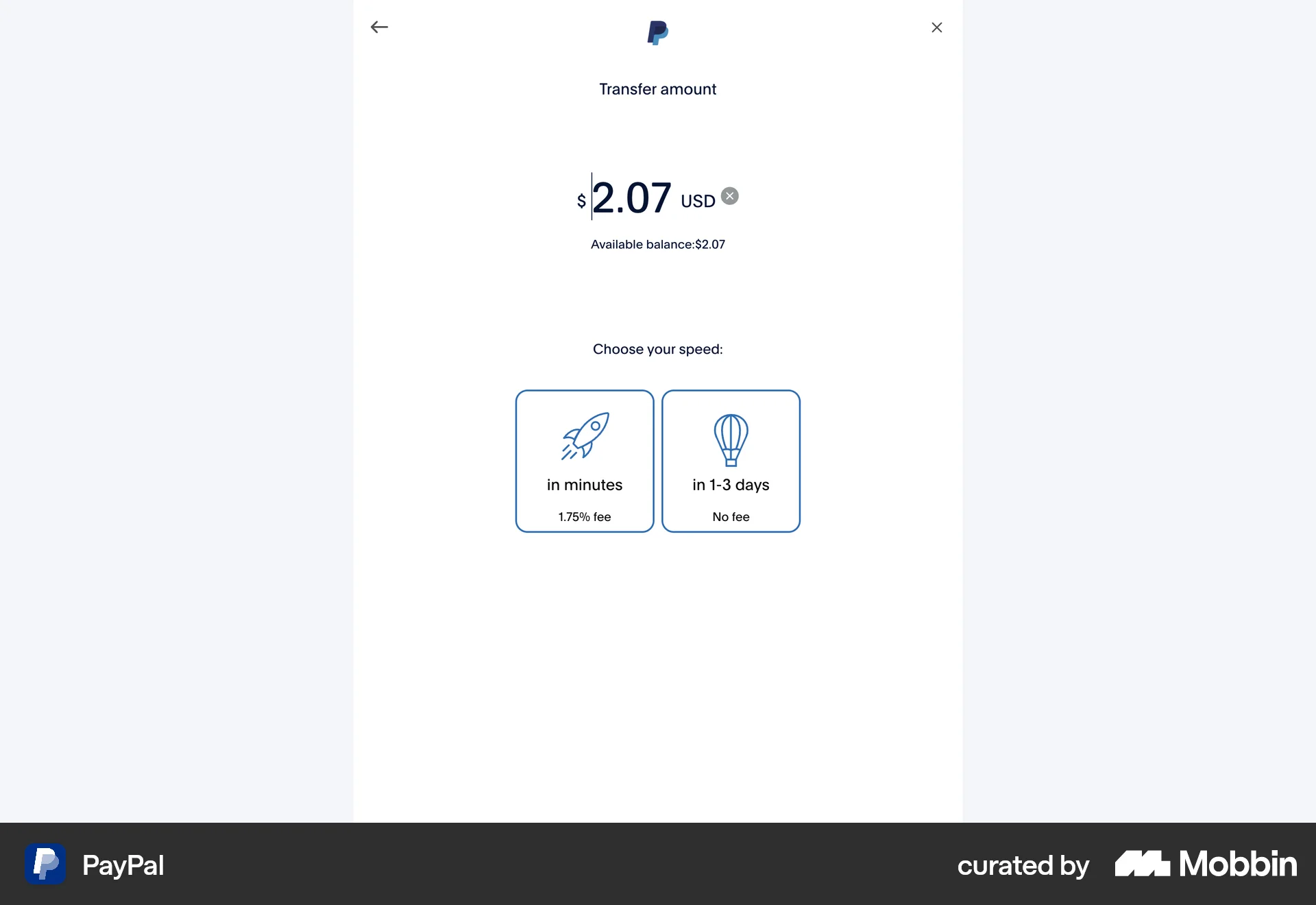 PayPal Web Transfer & Send Money screen