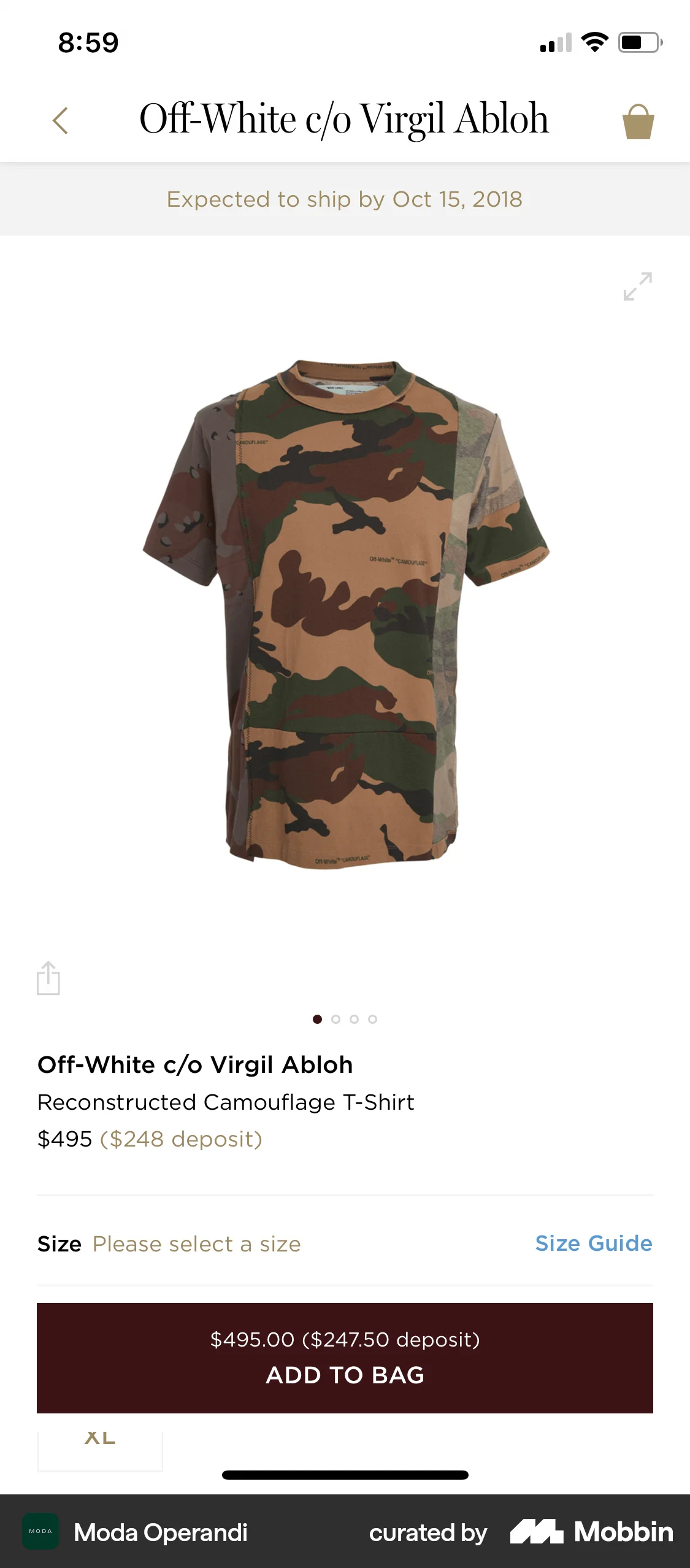 Moda Operandi iOS Product Detail screen