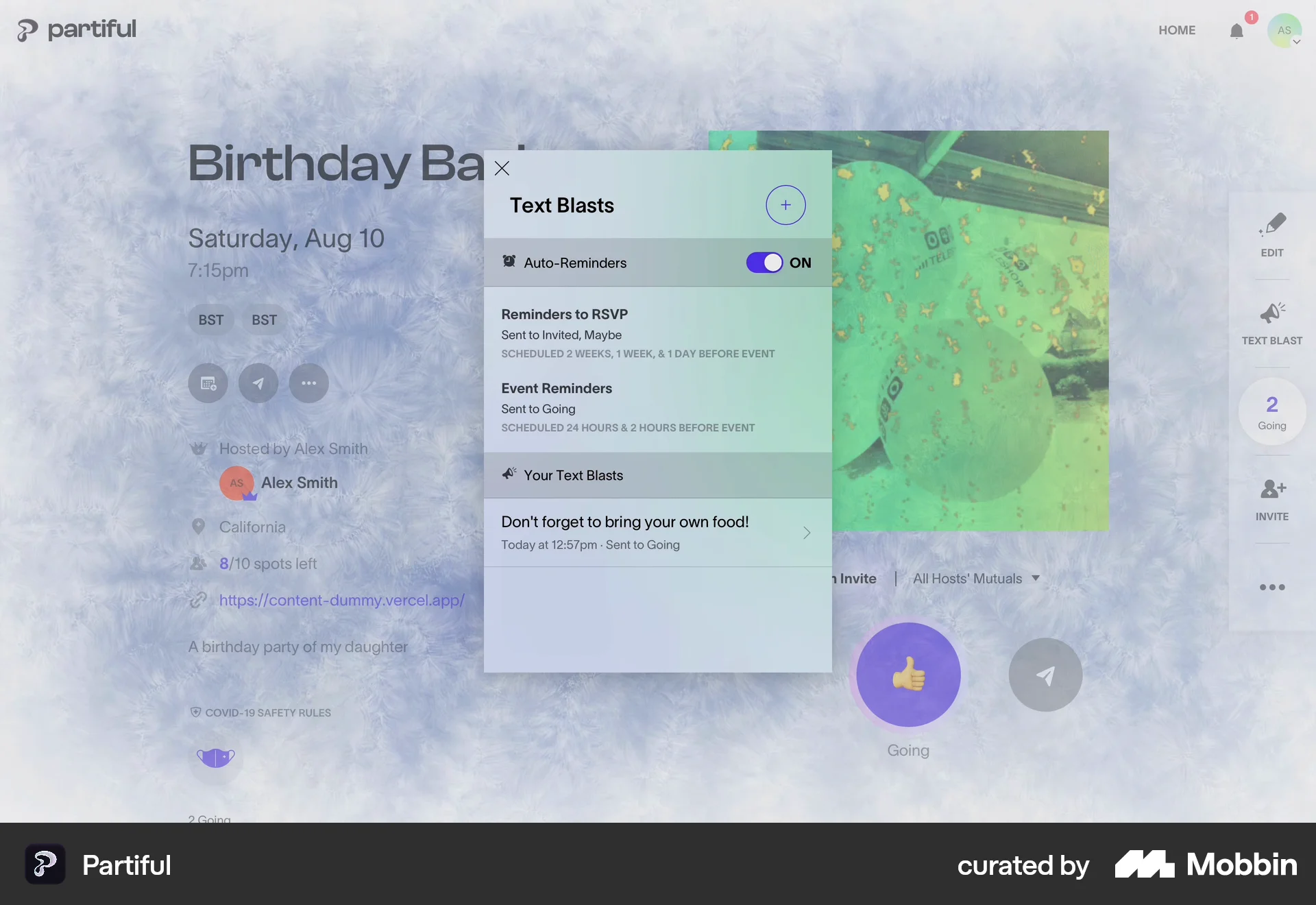 Partiful Web Lifestyle App screen