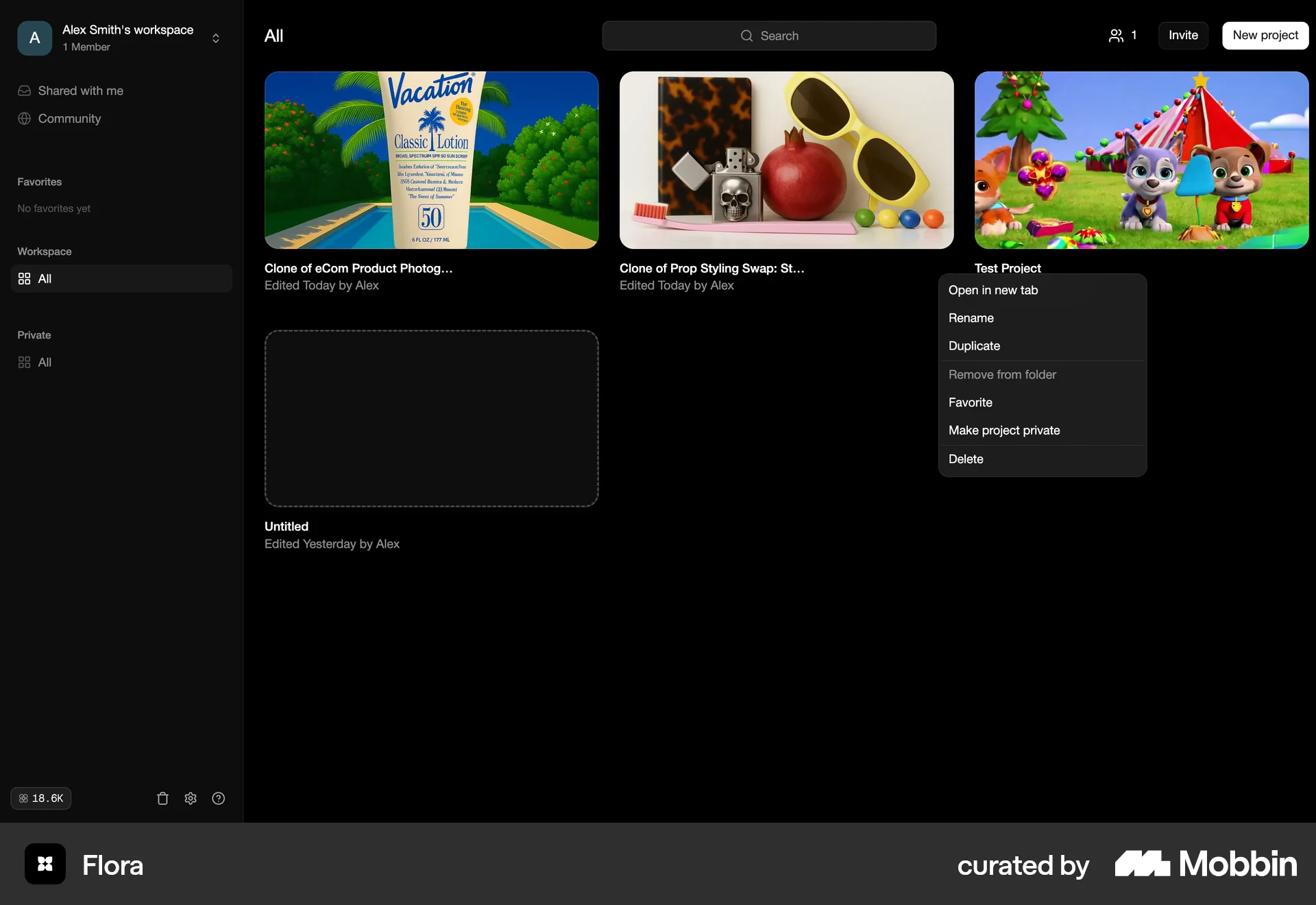 FLORA Web Action Option screen