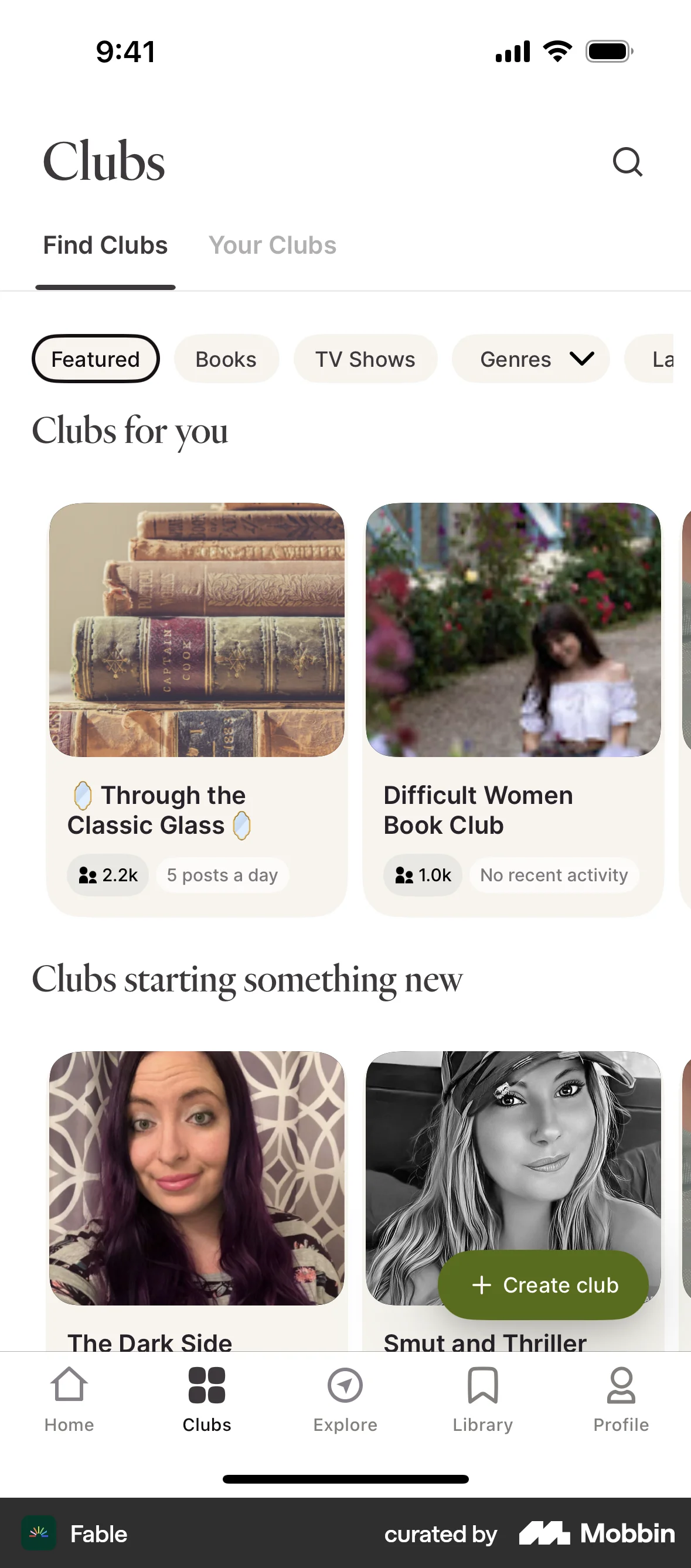 Fable iOS screen containing Tab UI element