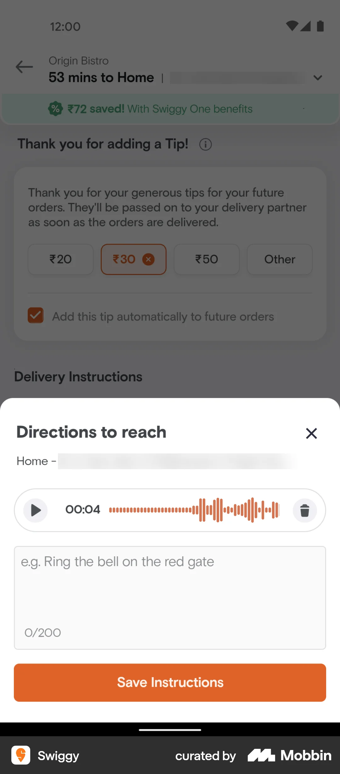Swiggy Android Audio & Video Recorder screen