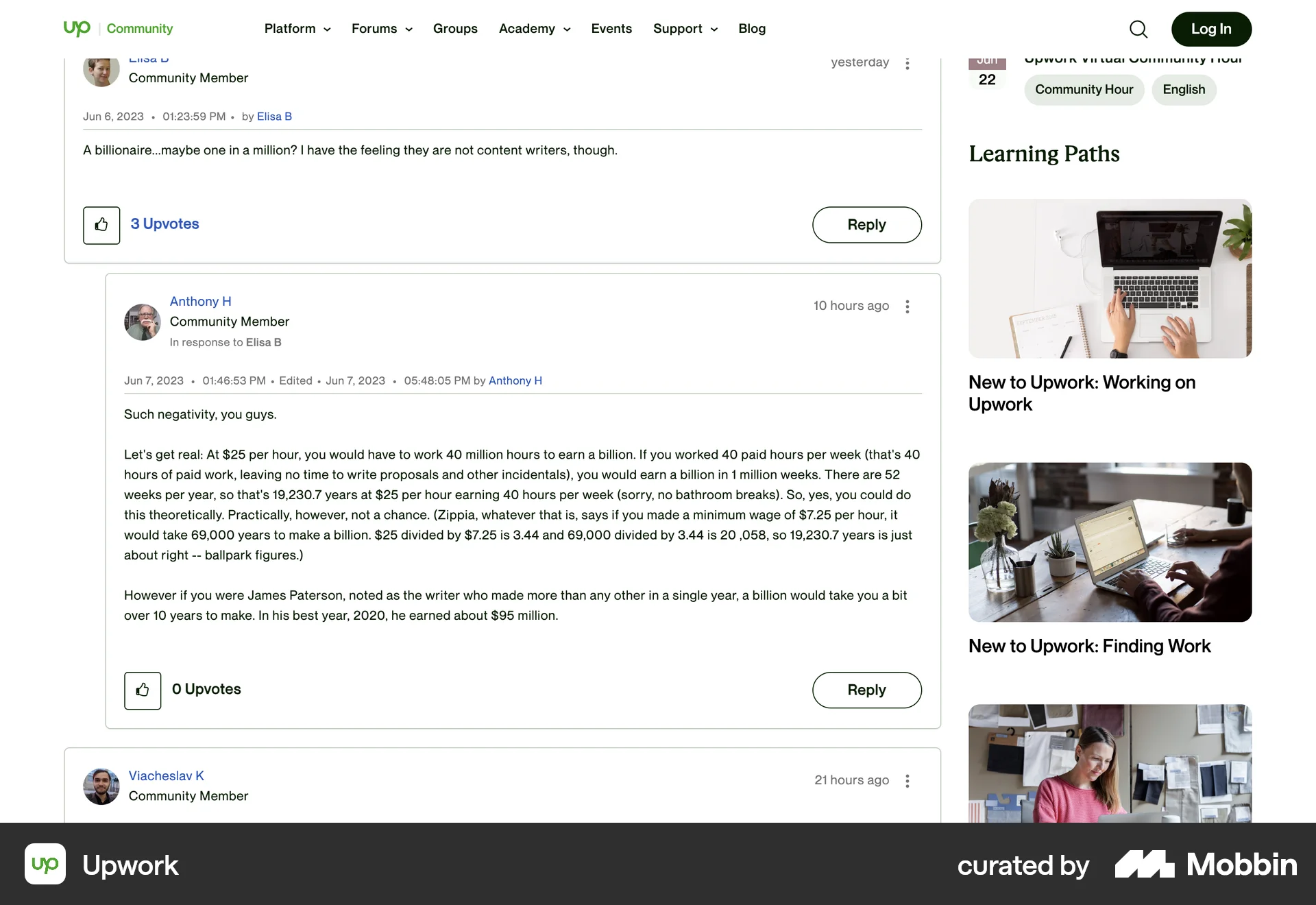 Upwork Web Post Detail screen
