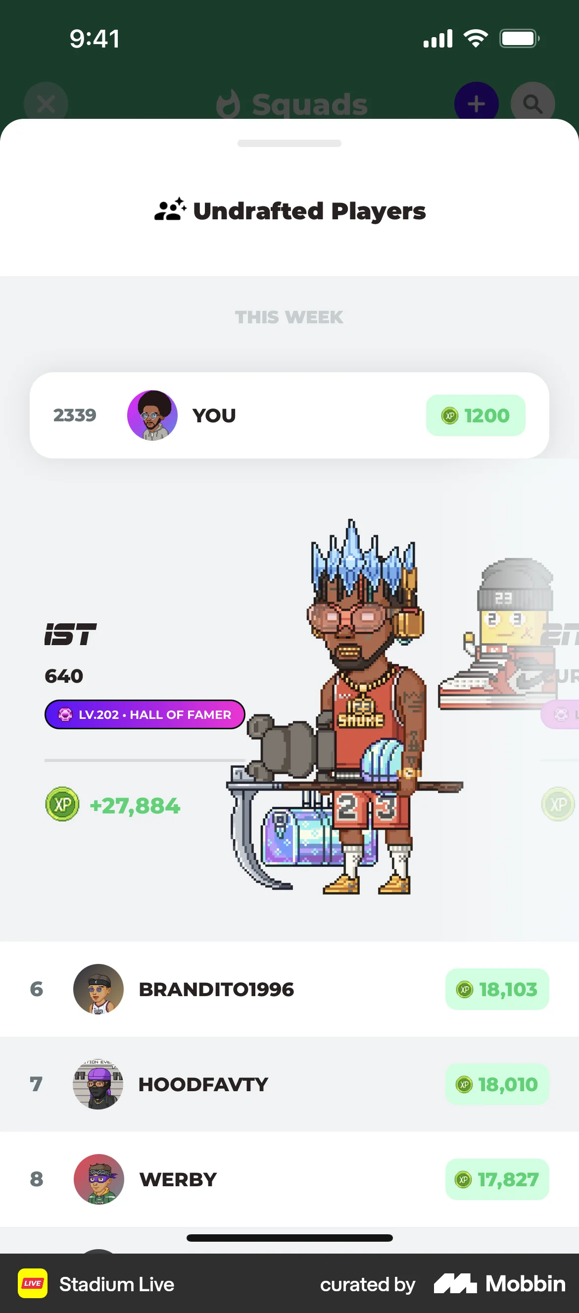 Stadium Live iOS Leaderboard screen