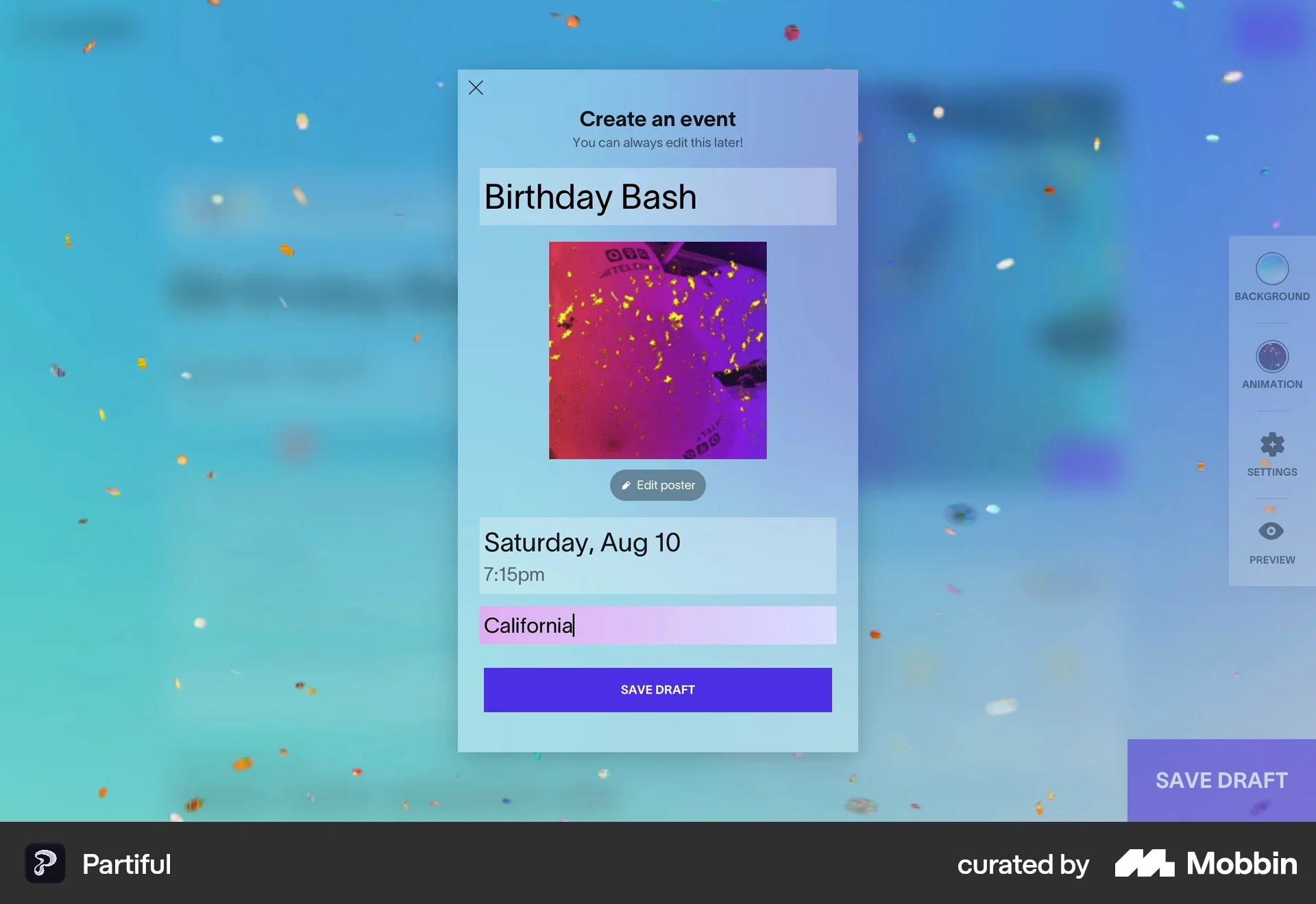 Partiful Web Lifestyle App screen
